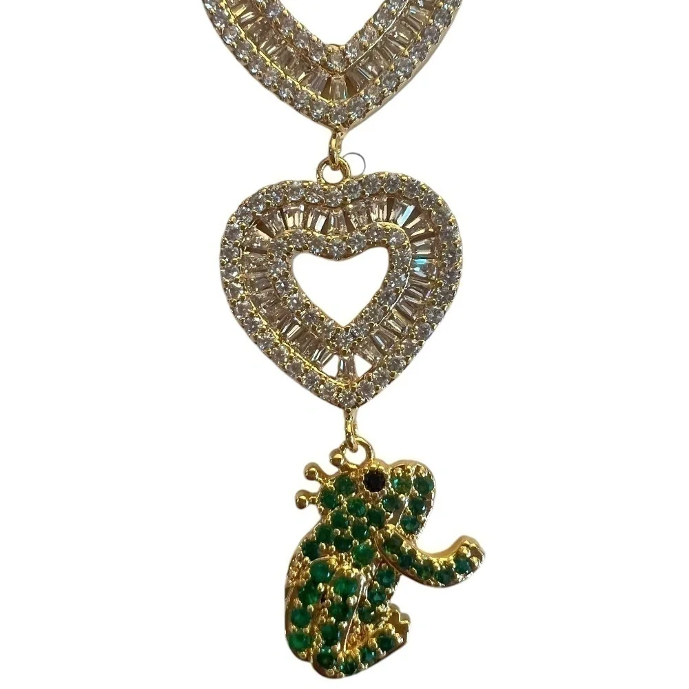 18K Goldplated & Cubic Zirconia Frog Drop Earrings - NWT - Picture 4 of 5